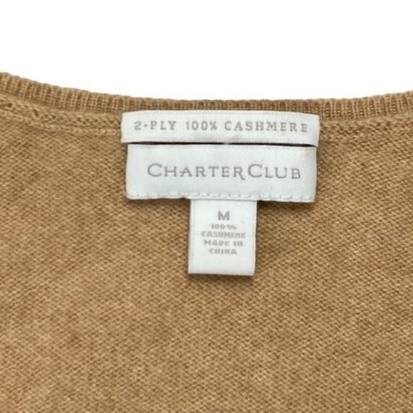Charter Club Cashmere Sweater Women Size Medium Brown V Neck Ultra Soft Pullover - Picture 13 of 13